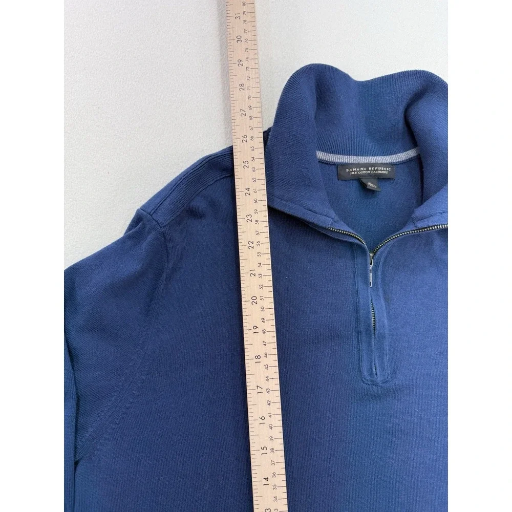 Banana Republic Silk Cashmere Cotton Blend Quarter Zip Blue Men's XL
